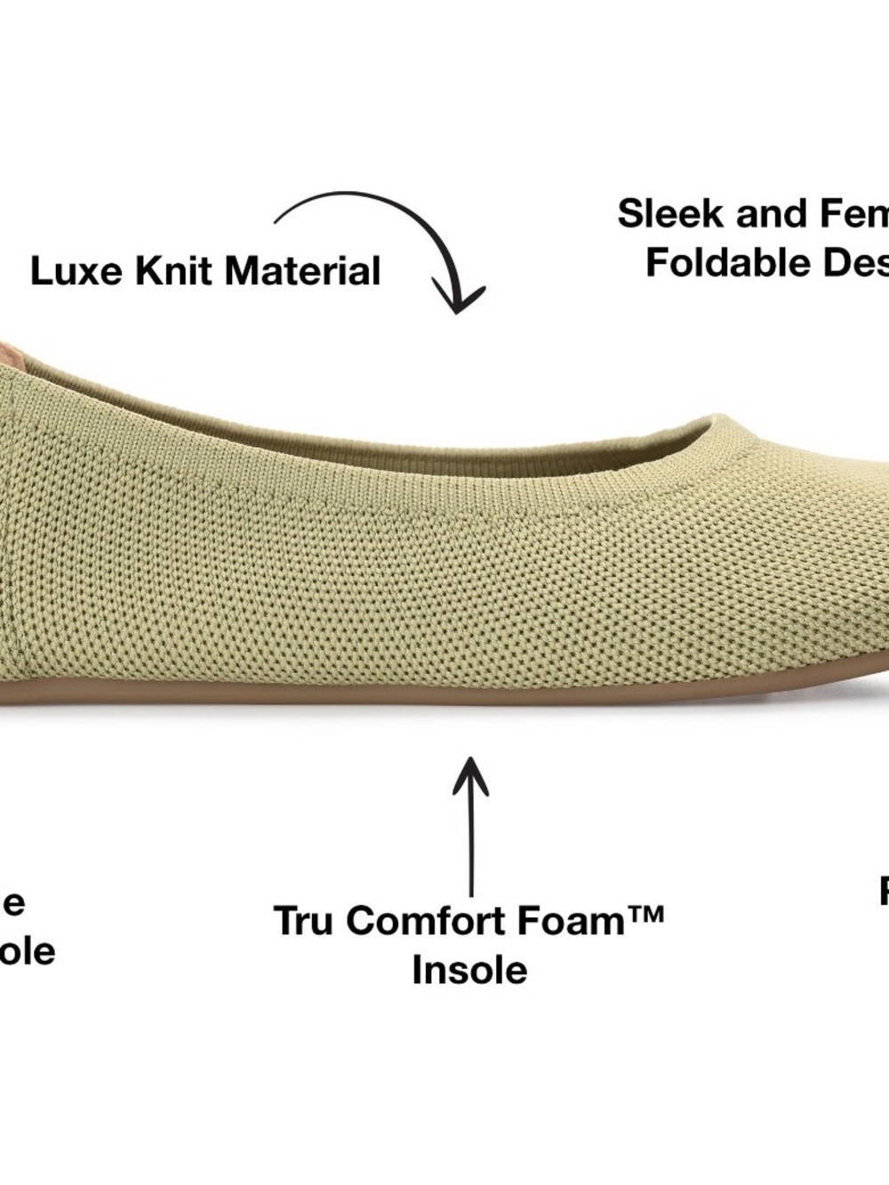NWT Size 8 Journee Collection Jersie Knit Ballet Flats Olive Green Women’s - Picture 9 of 9